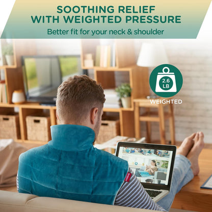 Comfytemp Heating Pad for Neck and Shoulders and Back, 2.6lb Weighted Electric Heat Pad for Pain Relief, Large FSA Eligible Heated Wrap, 9 Heat Settings, 11 Auto-Off, Gifts for Women Men Mom Dad