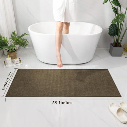 chakme Bathroom Rugs Mat 59x24, Ultra Thin Non Slip Bath Mat Large Quick Dry Absorbent Bath Mat for Bathroom Floor, (Brown, 59"x24")