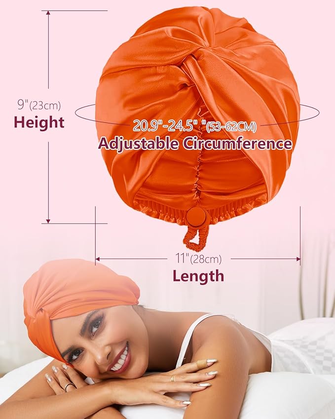 Adjustable silk satin hair bonnet