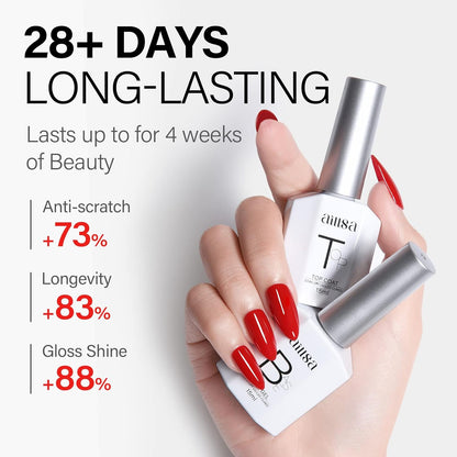 AILLSA Base and Top Coat Gel Nail Polish Top and Base Coat Nail Polish Soak Off Long Lasting Clear Base Gel High Gloss Shine No Wipe Top Coat for DIY Nail Art at Home 0.51 Fl Oz