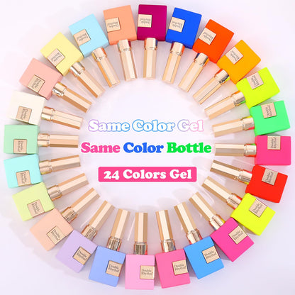 Double Rhythm 28Pcs 0.5Oz Gel Nail Polish Set Same Color Same Bottle Soak Off Gel Polish Kit Nail Art Manicure Salon DIY at Home for Women (Candy Neon Collection-T24-6)