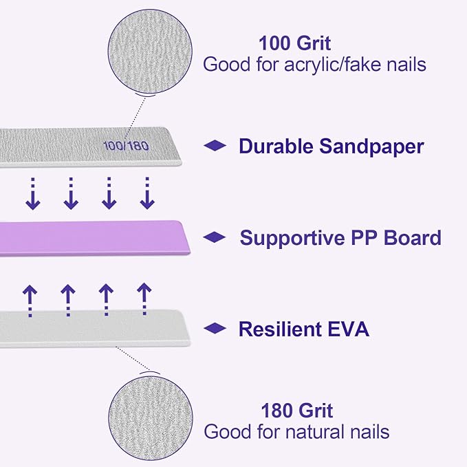 100/180 Grit Nail File (6