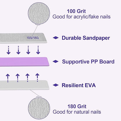 100/180 Grit Nail File (6