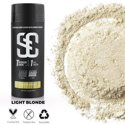 SOVONCARE Hair Fibers for Thinning Hair Light Blonde, Hair Building Fibers for Bald Spots Undetectable & Natural, Conceals Hair Loss Fill In Fine Hair Powder Hair Thicker Instantly for Women & Men 28g
