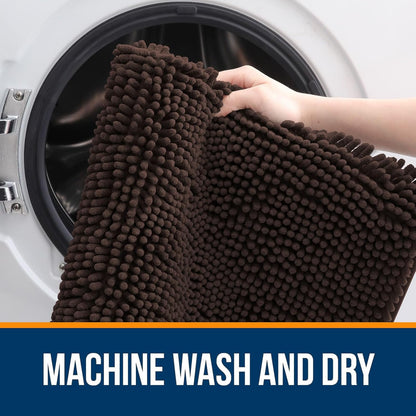 OLANLY Bathroom Rugs 70x46, Extra Soft Absorbent Chenille Bath Rugs, Rubber Backing Quick Dry, Machine Washable Bath Mats for Bathroom Floor, Tub and Shower, Home Decor Accessories, Brown