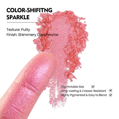 Chameleon Single Eyeshadow – Soft Gold-Pink, Pressed Powder,Square Pan, Fits Magnetic Palettes, High Pigment, Smudge-Proof, Smooth Blend, All-Day Wear (Sunpetal)