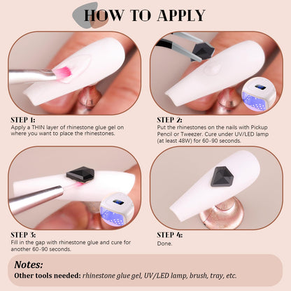 3220Pcs Black Glass Nail Rhinestones 120Pcs Multi Shapes Flatback Gems Crystal + 3100Pcs 1.5-4mm Round Beads, Manicure Diomand Jewelry Gemstones for Nail Design Makeup Acrylic Nails Decoration