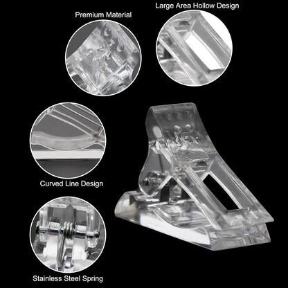 10 Pcs Nail Tips Clip for Quick Building Extension Nail Mold & Nail Tips,Plastic Transparent Dual Nail Form Extension Clip Builder DIY Manicure Nail Art Tool(Nail Clip)