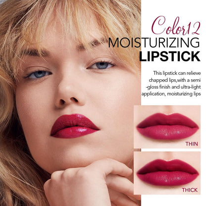 1Pcs Tinted Lip Balm Moisturizing Lipstick – Waterproof Hydrating Matte Lip Balm for Women, Creamy Natural Color Stain for Dry Lips,Soft Matte Finish with Subtle Scent (#12 Berry Rose Red)