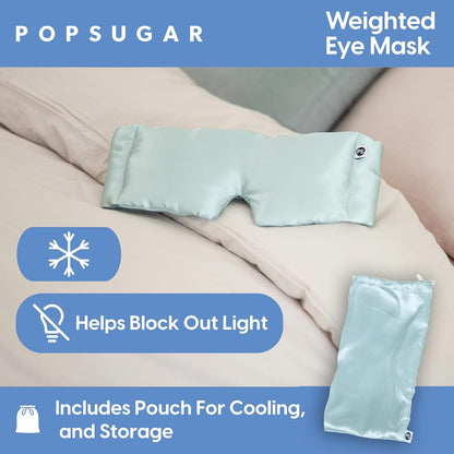 POPSUGAR Weighted Sleep Eye Mask, Light-Blocking and Silk Eye Mask for Adults and Women, Best for Sleeping and Travel, Comfortable Contoured Design