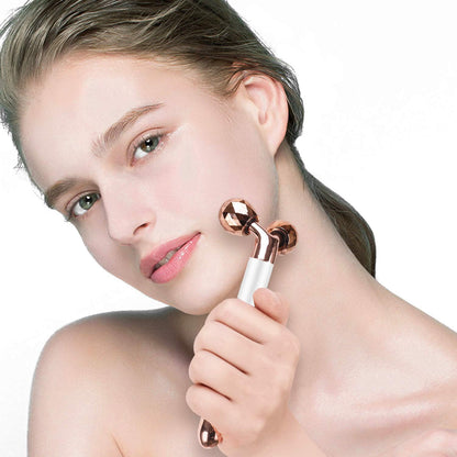 3-IN-1 Electric Jade Roller 3D Roller Facial Roller & Face Massager, Rose Quartz