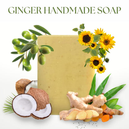 Ginger Soap Lymphatic Drainage Pack 3 - Anti-Cellulite Skin Tightening - Natural Ingredients Detox Soaps for Deep Clean Shower, Detoxification, Rejuvenating
