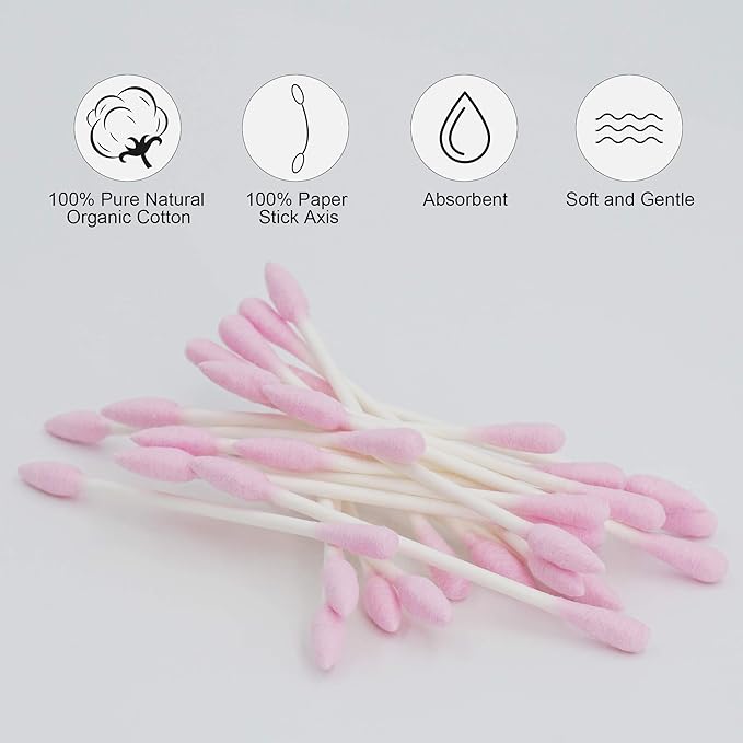 Pink cotton swabs precision pointed
