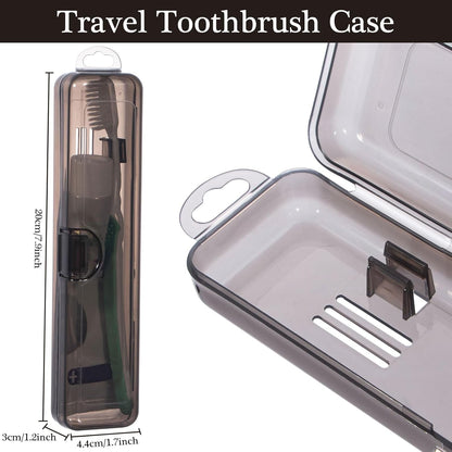 Toothbrush Travel Case 2 Pack, Clear Black Toothbrush Case Holder Travel Size Plastic Toothbrush Holder Toothpaste Storage Container Portable for Traveling, 7.87 x 1.85 x 1.18”