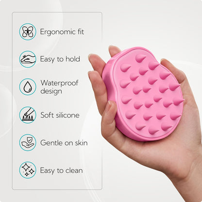 HEETA Hair Scalp Massager Shampoo Brush 2 Pack, Soft Silicone Bristles to Remove Dandruff, Waterproof Hair Scrubber for Both Wet Dry Use, Suitable for Men & Women (Green & Pink)