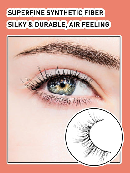 Natural Eyelashes 10MM Short Lashes Cat Eye Lashes Wispy False Eyelashes Manga Lashes Soft Strip Lashes 3D Volume Lashes Fake Eyelashes 7 Pair Siligli