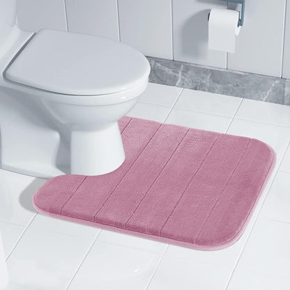 Yimobra Memory Foam Toilet Bath Mat U-Shaped, 24 X 20 Inches,Soft and Comfortable, Super Water Absorption, Non-Slip, Machine Wash and Easier to Dry for Bathroom Commode Contour Rug, Mauve
