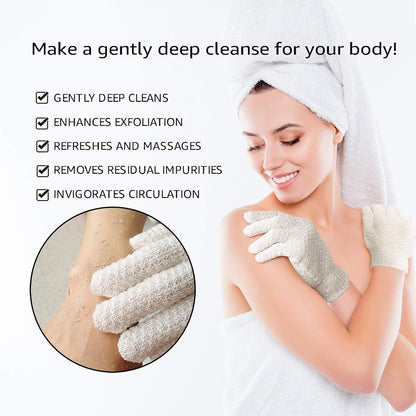 Evridwear Exfoliating Dual Texture Bath Gloves for Shower, Spa, Massage and Body Scrubs, Dead Skin Cell Remover, Gloves with Hanging Loop (1 Pair Light Glove)