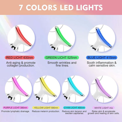 Red-Light-Therapy-for-Face and Neck Massager,7 Colors Womens Skin Rejuvenation Lifting Facial Massager Tool,Lymphatic Contour Massager Face for Toning,Glow Boost