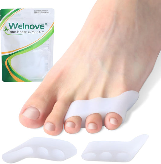 Welnove Gel Pinky Toe Separators - 8 Pack Pinky Toe Spacers, Bunion Cushions Pads for Women＆Men, Silicone Little Toe Protectors for Preventing Rubbing & Relieve Pressure(White)