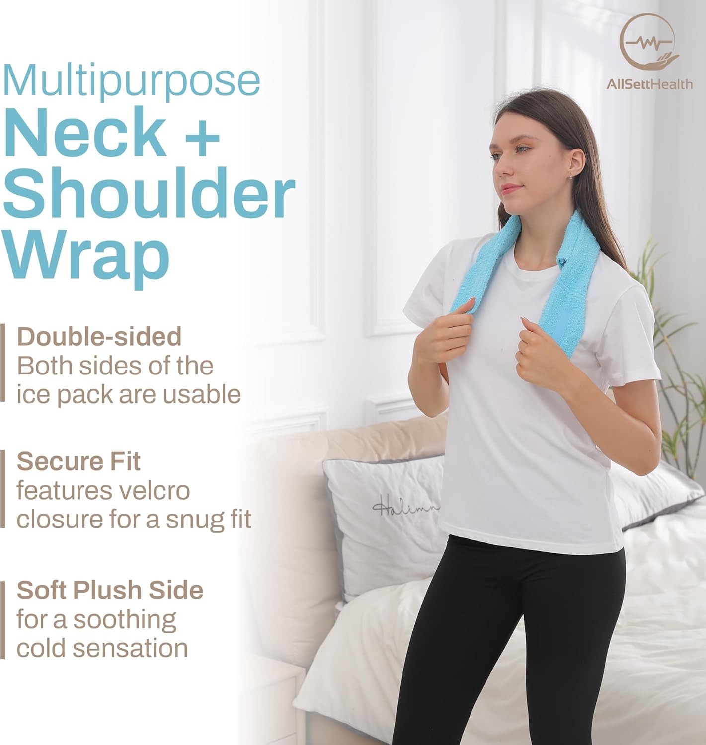 Cooling Towel with Soft Gel Ice Pack Inserts | Included 2 Gel Ice Packs Reusable - Multi Purpose Compression Wrap - Neck, Legs, Arms, Shoulders - Ideal for Post Surgery, Migraines, Hiking and Injuries