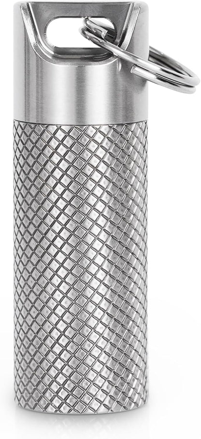 Pill case, Titanium Pill Box Keychain - 100% Waterproof Medicine Organizer, Keychain Pill Container for Emergency Pills, Outdoor Travel Camping