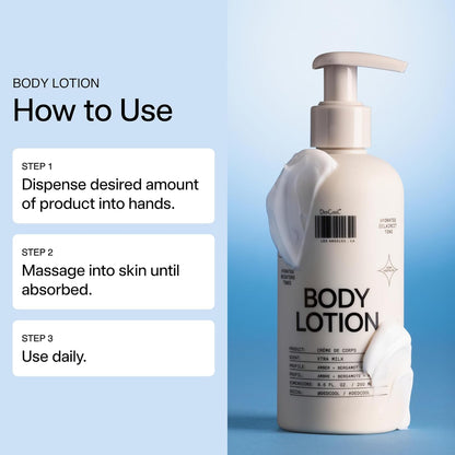 DedCool Body Lotion | Xtra Milk | Deeply Hydrating Lightweight Formula with Ceramides, Snow Mushroom & Meadowfoam Oil | Soft Musk, Bergamot & Amber Scent | Non-Toxic, Vegan Skincare | 8.5 fl oz