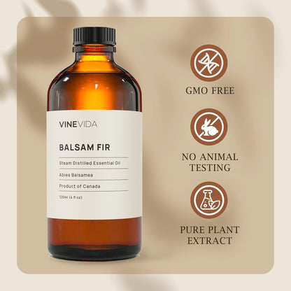 VINEVIDA Balsam Fir Essential Oil - 4 oz Undiluted - DIY Candle Scents - Bulk for Soap Making & Skin Safe
