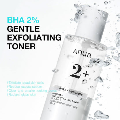 ANUA BHA 2% Gentle Exfoliating Toner, Mild Facial Exfoliant, Salicylic Acid for Pores and Sebum, Teatree Extract, Hyaluronic Acid, Ceramides (150ml / 5.07 fl.oz.)