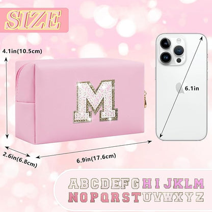 Initial letter patch makeup bag,