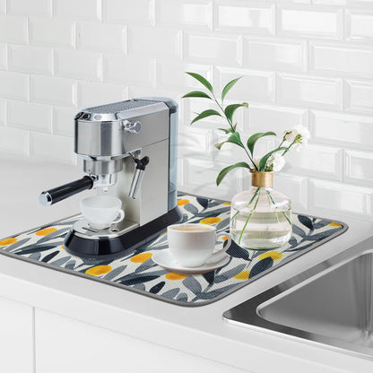 SHIYUE Dish Drying Mat for Kitchen Counter Super Absorbent Spring Kitchen Decor Microfiber Drying Matainers Rack Fast Pad Dish Drainer Mats(Watercolor Leaves,16''x18'')