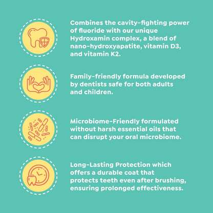 Fluoride Toothpaste - Adults & Kids, Fights Cavities, Whitens, Nano Hydroxyapatite, Dentist Developed, Safe Clean Ingredients, Gentle on Sensitive Teeth, Vitamins D3 & K2, 4 Tasty Flavors