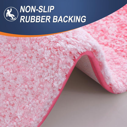 OLANLY Bathroom Runner Rugs 70x24, Extra Soft Absorbent Microfiber Bath Rugs, Rubber Backing, Quick Dry, Machine Washable Bath Mats for Bathroom Floor, Tub and Shower, Home Decor Accessories, Pink