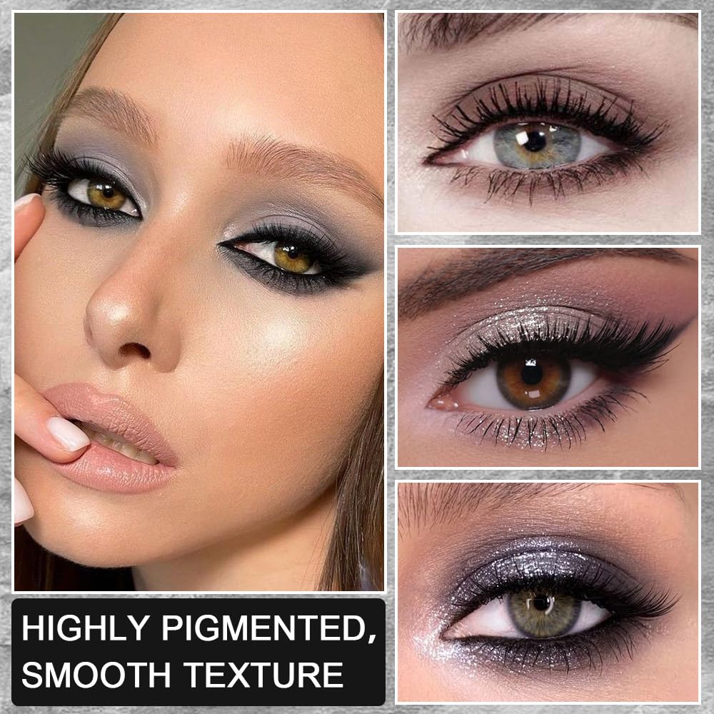 42 Colors Smokey Eye Shadow Makeup Palette,Nude White Black Grey Brown Matte Shimmer eutral Natural Eyeshadow,Waterproof, Long Lasting Naturing-Looking