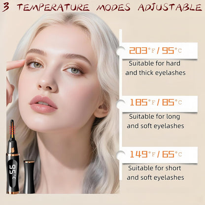 2025 Upgraded Heated Eyelash Curler – Fast 5s Heat-Up, USB Rechargeable Electric Eyelash Curler, 3 Temperature Modes, LED Display, Anti-Burn, 24H Long-Lasting Curl, Perfect Gift for Women (Black)