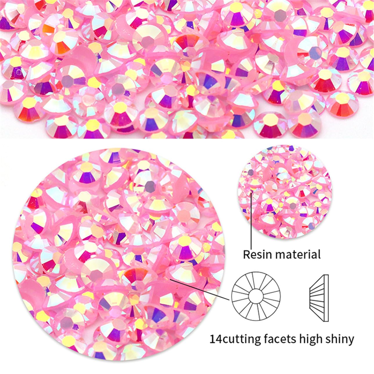 4500 Pcs SS6 2mm AB Flatback Rhinestones for Nails Art Crafts Glitter Round Shine Gems Crystals DIY Clothes Shoes （Light Pink AB）