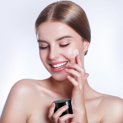 Domensi 32 Pcs 2 oz Glass Jars with Lids Travel Size Round Leakproof Empty Cosmetic Jars with Inner Liners Lid for Storing Makeup Lotions Face Cream Ointments Candle DIY Making (Black)