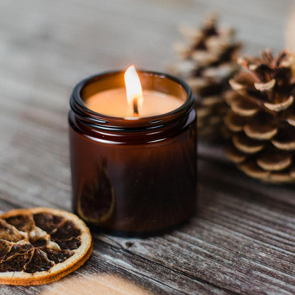 4 oz Glass Jars with Lids, Hoa Kinh 40 Pack Amber Small Glass Jars with Black Lids Empty Cosmetic Containers Airtight Round Glass Jar for Lotions, Powders and Ointments