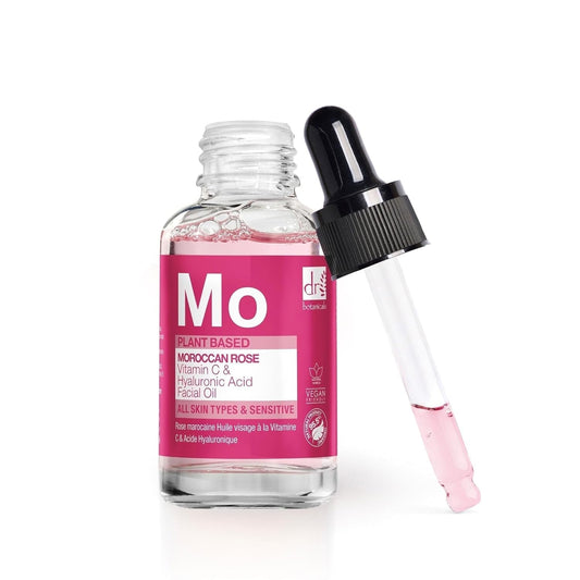 Dr Botanicals Moroccan Rose Oil -With Vitamin C & Hyaluronic Acid – Anti-Ageing, Brightening & Hydrating Water-Based Serum - Glow-Boosting Facial Oil for Radiant Skin – Made in UK – 30ml