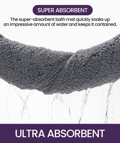 DEXI Bathroom Rugs 43x24, Washable Non Slip Bath Mat for Shower Floor, Absorbent Quick Dry Bathmat with Rubber Backing, Ultra Soft Plush Carpet for Tub, Grey