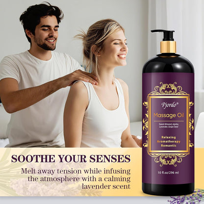 Massage Oil for Massage Therapy, Vanilla, Lavender Oil, with Massage Roller Ball, Massage Oils for Muscle Relaxing, Calming, Soothing & Moisturizing, Spa Gift Set for Her and Him