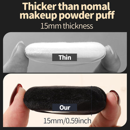 Teenitor 3Pcs Powder Puffs for Face Powder 2.36 Inch, Makeup Powder Puff for Loose and Pressed Powder, Face Powder Puff with Case, Black