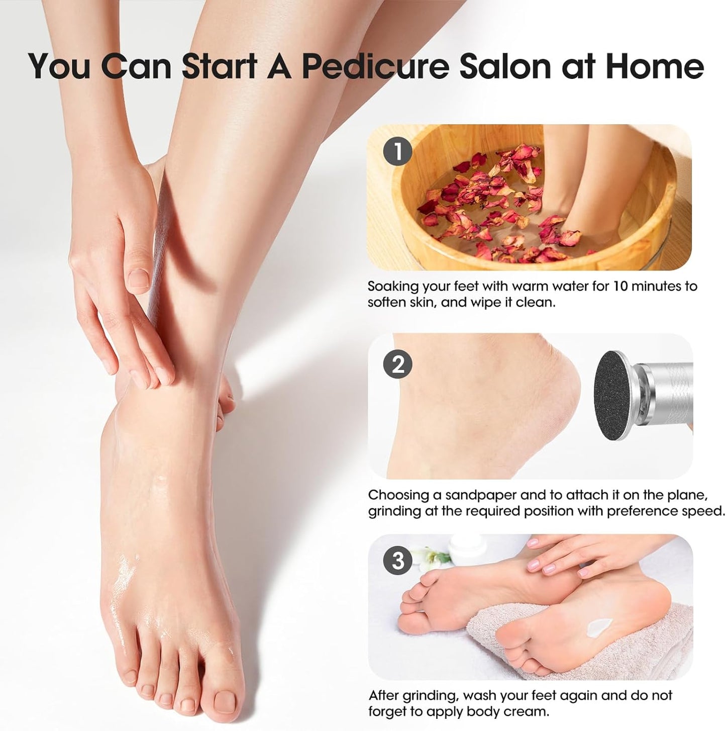 60-Piece Replacement Sandpaper Refill Discs for Electric Foot File Callus Remover Tools, for Man Women Dead Skin, Hard Cracked Skin, Dry Skin