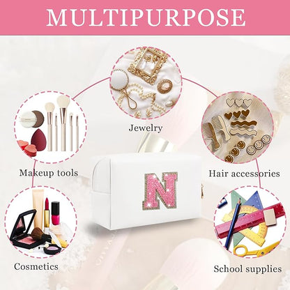 Personalized initial letter makeup bag,