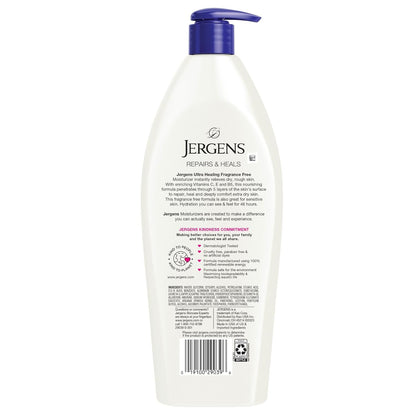 Jergens Ultra Healing Dry Skin Lotion, Hand and Body Moisturizer for Quick Absorption into Extra Dry Skin with Hydralucence Blend, Vitamins C, E and B5, White, 21 oz