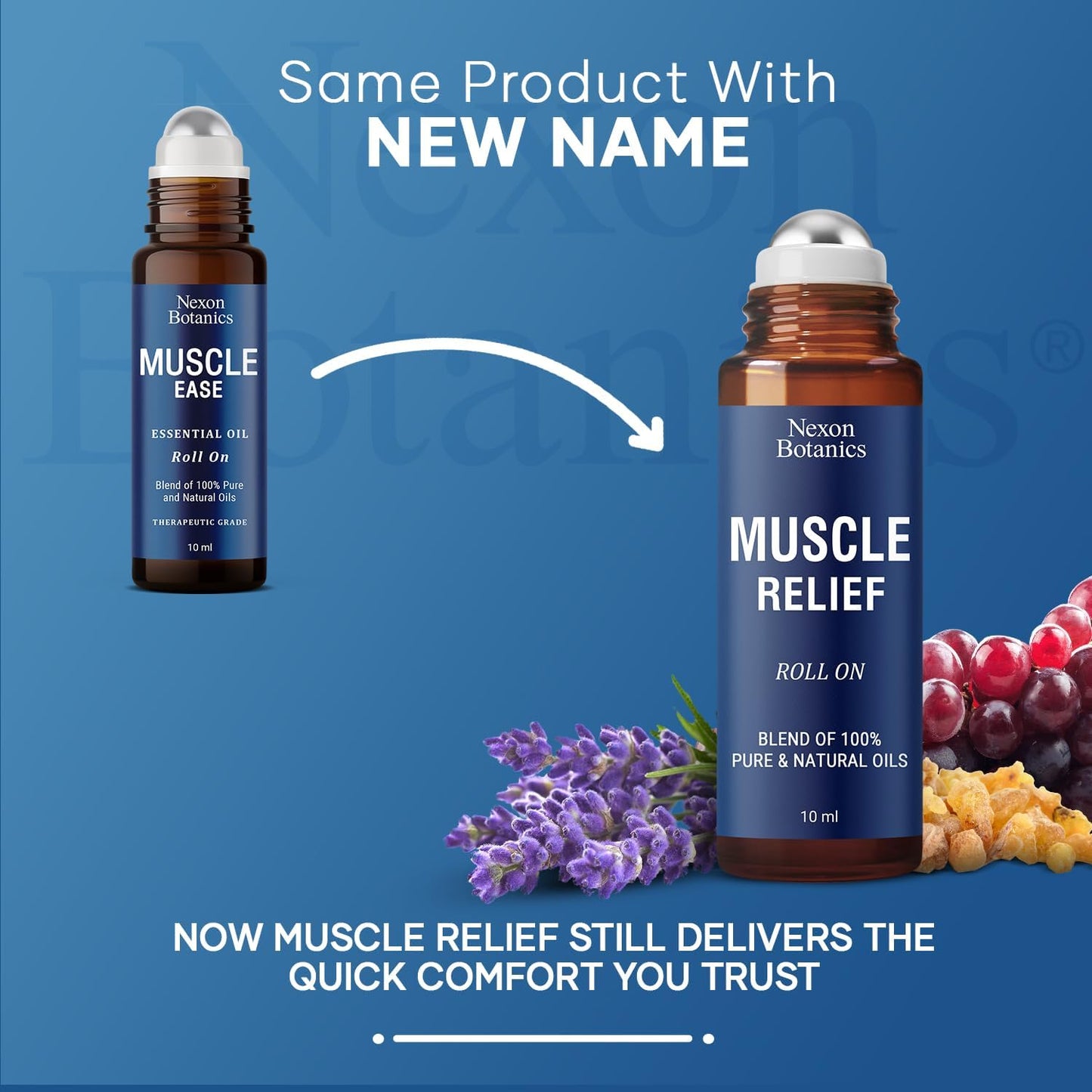 Muscle Relief Essential Oil Roll-On 10 ml - Pure Natural Blend for Sore Muscles, Aches & Recovery - Easy Roller for Athletes & Active Lifestyles - Nexon Botanics