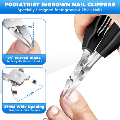 2025 Toenail Clippers for Thick Toenails for Seniors, Large Angled Toe Nail Clippers for Thick Nails for Men, Heavy Duty Professional Ingrown Toenail Clippers Long Handle Nail Clippers with Catcher
