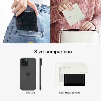 White Magnetic Refillable Makeup Palette with Mirror – Lightweight, Durable, Travel-Ready Case for Eyeshadow, Blush, Lipstick – Includes Spatula & 20 Stickers – Small, Waterproof Paperboard