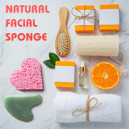 60-Count Compressed Facial Sponges | Makeup Remover Sponge | 100% Natural Cosmetic Spa Sponges for Facial Cleansing | Exfoliating Mask | Face Scrubber (Heart)
