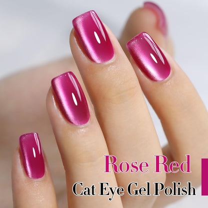 Double Rhythm Jelly Glass Cat Eye Gel Polish with Magnet 15ML Holographic Glitter Shimmer Translucent Sheer Color Magnetic Nail Polish Salon DIY at Home (Jelly Violet-MC1119)